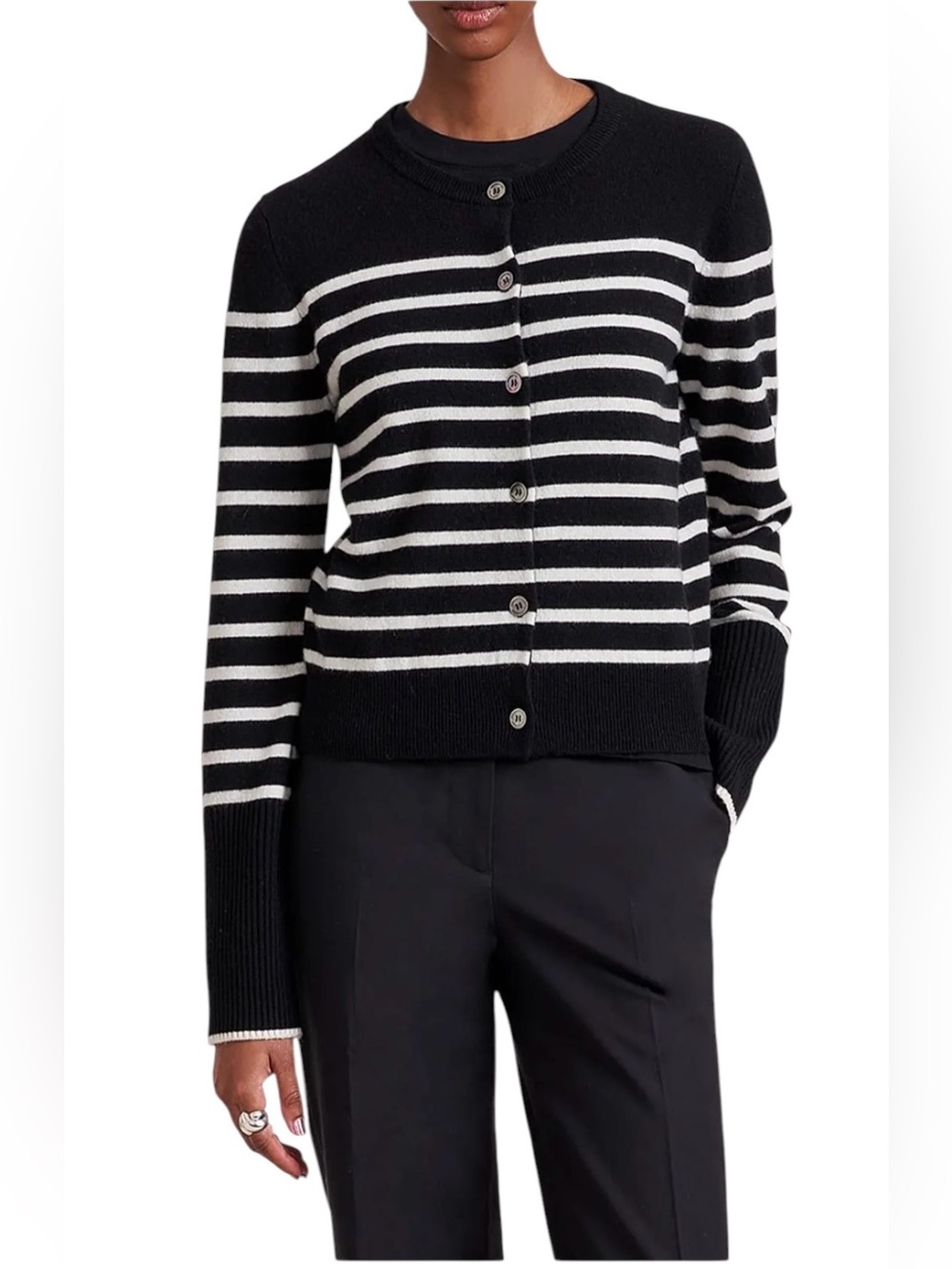 NEW LA LIGNE Lean Lines Cardigan. Black/Cream. S. NWT